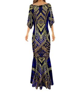 Design de luxe Robe de sirène tribale Polynésien Vêtements tribaux confortable Stretch Loose Round Women Robes sirène 2206152258277