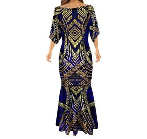 Design de luxe Robe de sirène tribale Polynésien Vêtements tribaux confortable Stretch Loose Round Women Robes sirène 2206152424225