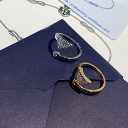Luxe Designer 18K Vergulde Band Ringen High-end Merk Letter Stalen Zegel Verzilverde Ring Ingelegd Diamant Mode Kerst Verjaardag Sieraden Maat Verstelbaar