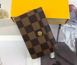 Porte-clés de luxe de styliste, pochette à 6 clés, célèbre Mono Gram Canvers, porte-clés à carreaux marron et blanc