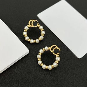 Pendientes de perlas del alfabeto de diseñador de lujo, aretes orecchini para mujer, regalo de compromiso de fiesta, joyería