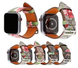 Luxe ontwerper Apple Watch Band 38mm 40mm 42 mm 44 mm neutrale mode met bloemenpatroon Iwatch -band voor Apple Watch Series6864961