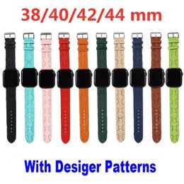 Luxe ontwerper Apple Watch Band Flower Leather Watchs Strap Polsband voor IWatch 8 7 6 5 4 SE Fashion Pu Leather Silicone Strap Iwatch -serie