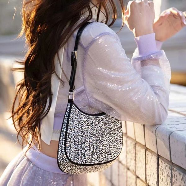 Diseñador de lujo Bolsa axilar Marca Senior Crystal Diamond Bolsas 2022 Moda Hombro Crossbody Bolsa Lady Bolsos de alta calidad Bolsa de teléfono Monedero Mujeres Totes