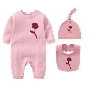Luxe designer baby katoenen jumpsuit set romper kind jumpsuits pasgeboren baby's bloem kleding jongens meisje bodysuit kleding set voor kinderen