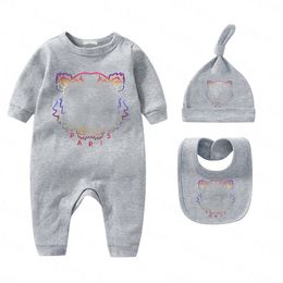 Designer de luxe bébé barboteuses 100% coton nouveau-né barboteuse chapeau bavoir ensembles infantile combinaisons marque combinaison filles garçons vêtements bébés body SDLX