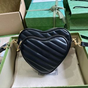 Luxe designer tas in elkaar grijpende mini hartvormige schoudertas spiegelkwaliteit met afneembare lederen band crossbody tas