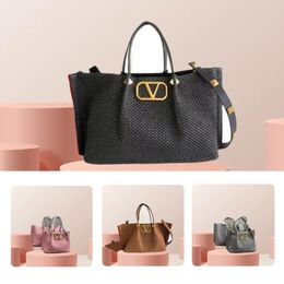 Luxe designer tas opening van platen gouden letter geweven tote accessoires trendy dames heren designer handtas uitstekende grote capaciteit zakken xb154 e4