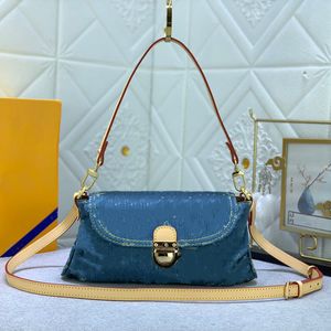 Luxe Designer Tas Retro Denim Tas Dames Crossbody Tas Luxe Handtas Hobo Schoudertas Blauwe Denim Bloem Crossbody Tas