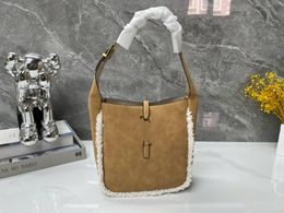 Bolso de diseñador de lujo para mujer, bolsos de compras de ante, bolso de hombro de cordero Mutot, bolso de mano de diseñador, bolsos de moda para axila