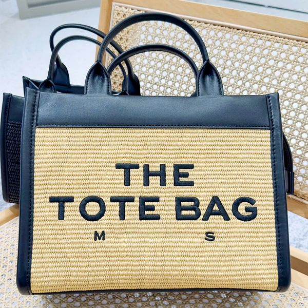 Marc The Tote Beach Weave 10A Bolsa de diseñador Rafias de mujer Instantánea Bolso de lujo Bolso de paja Pochette Bolsas de fin de semana para hombre Crossover Hombro Shopper Bolso de embrague