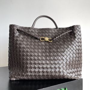 sacs de créateurs de luxe Sac fourre-tout Andiamo nappa tissage cordon grand sac bandoulière sac à bandoulière de travail en peau de mouton souple 10A sac à main intrecciato marron chocolat