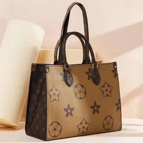 bolsos de diseñador de lujo bolso de mano de las mujeres Marca de cartera de alta calidad caliente Bolso de mano de flores marrones para mujer Bolsos de hombro de cuero de totalizador informal