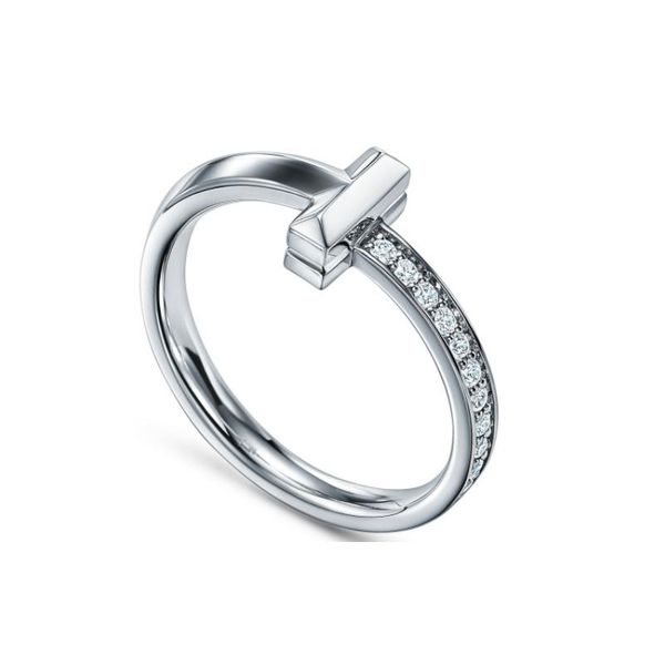 Band de créateurs de luxe Anneaux 925 Silver CZ Diamond Letter T Women Wedding Ring Fashion Classic Jewelryn05p