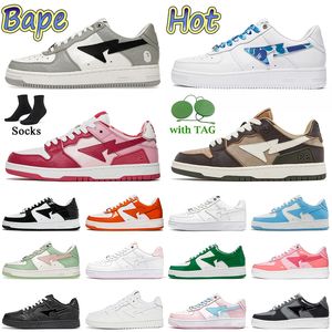 Diseñador de lujo Bapesta Baped Sk8 Sta Zapatos casuales 2022 Mujeres para hombre Bapestas Zapato Plataforma Zapatillas de deporte Gris Negro Blanco ABC Camo Color rosa