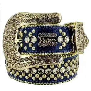 Designer de luxe BB ceinture Simon Simon pour hommes femmes ceinture diamant brillante noir sur noir blanc bleu multicolour avec des strass bling 305h