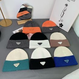 Diseñador de lujo Beanie Empalme Colores Sombreros Moda Punto Sombrero de invierno Unisex Versátil Casual Sombreros sin ala Cálidos Sombreros de cachemira para hombres y mujeres Dropshipping