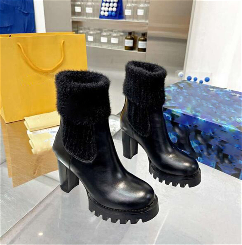 Lüks tasarımcı beaubourg ayak bileği botları deri düz ayak parmağı kauçuk taban ofisi zarif yüksek topuk 1aabu3 1aac1z savaş tıknaz kış Martin spor ayakkabıları orijinal kutu