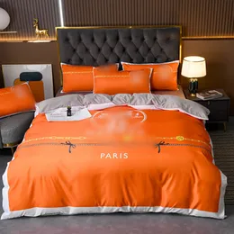 Luxe designer beddengoed sets paard gedrukt queen kingsize h dekbedovertrek quilt slaapkamer designer laken kussenslopen oranje dekbed set covers