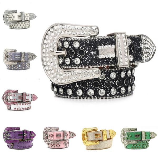 Ceinture de créateur Ceinture Bb Simon Hommes Femmes Style rétro Boucle d'aiguille Ceintures en cuir 20 couleurs Ceinture de chaîne de diamants colorés en cristal 3,8 cm taille 100-120 cm