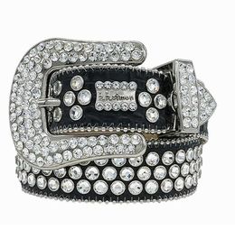 luxe designer riem Bb Simon riemen heren dames hoogwaardige diamanten riem glanzende metalen edelsteenknop zwart blauw wit veelkleurige strass geschenkriem