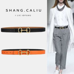 Cinturón de diseñador de lujo Moda de doble cara Versátil Cinturones de mujer joven Mujer Vestido de mujer Jeans Traje Cintura Decorativa Pretina delgada