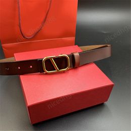 Luxe designer riem voor dames lederen herenriem vergulde gouden gespen v letter cinture tailleband veelzijdige duurzame cinturon 2,5 cm moderiem messing bruin ga07 F23