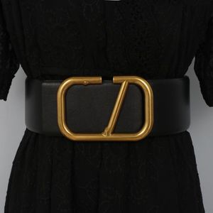 Luxe designer riem damesriem Moderiemen vrouw 7CM breed Zwart leer Metalen gesp echt leer mooi 7 kleuren Optiona 95-125cm Met doos Groothandel