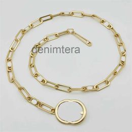 Cinturones de diseñador de lujo para mujer Moda Cinturón de cadena de oro Letra clásica Hebilla de metal Accesorios de vestido de cintura para mujer Pretina para mujer 7XUK