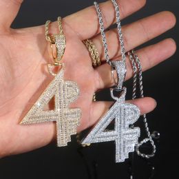 Luxe Designer Grote 4PF Letter Charm Hanger Ketting met Touw Ketting Hip Hop Vrouwen Mannen Volledig Verhard 5A Zirconia Baas Mannen Gift Sieraden