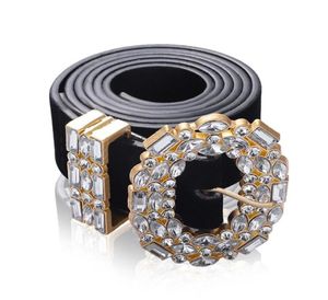 Luxe Designer Grote Strass Riemen Voor Vrouwen Zwart Lederen Taille Sieraden Gouden Ketting Riem Strass Diamant Fashion8792153
