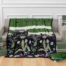 Couverture de luxe de styliste, fleur de pissenlit verte, motif papillon, couverture avec logo, décoration de la maison, climatisation chaude, canapé 150x200cm