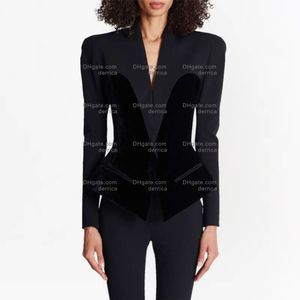 luxe designer blazer damesjas past kleding fluwelen panelen lente nieuw uitgebrachte tops