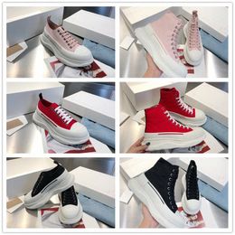 2023 Bottes de créateurs de luxe Mode Tread Slick Toile Sneaker Arrivées Plate-forme Chaussures Haute Triple Noir Blanc Royal Pale Rose Rouge Femmes Casual Chaussures