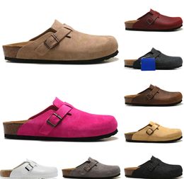 Diseñador de lujo Boston Zuecos Verano Corcho Zapatillas planas Moda Bolso de cuero engrasado Cabeza Diariamente Tire Diapositiva Sandalias de playa Zapatos casuales para mujer para hombre Arizona Mayari