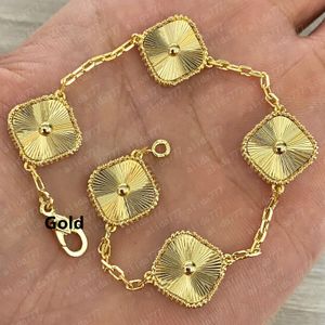 Pulsera de diseñador de lujo 4/Trébol de cuatro hojas Pulseras con dijes Moda elegante Oro de 18 quilates Concha de ágata Madre de perla Mujeres Niñas Pareja Vacaciones Fiesta de cumpleaños Regalos 21 cm