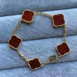 Pulsera de diseño de lujo 4 Pulseras con dijes de trébol de cuatro hojas Moda elegante Ágata dorada Concha Madreperla Mujeres Niñas Pareja Ho9700269