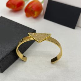 Luxe designer armbandbeelgang voor vrouwen kristalletter driehoek hanger bedendant bedel armband schakel ketting armband polsband manchet goud zilverte designer sieraden