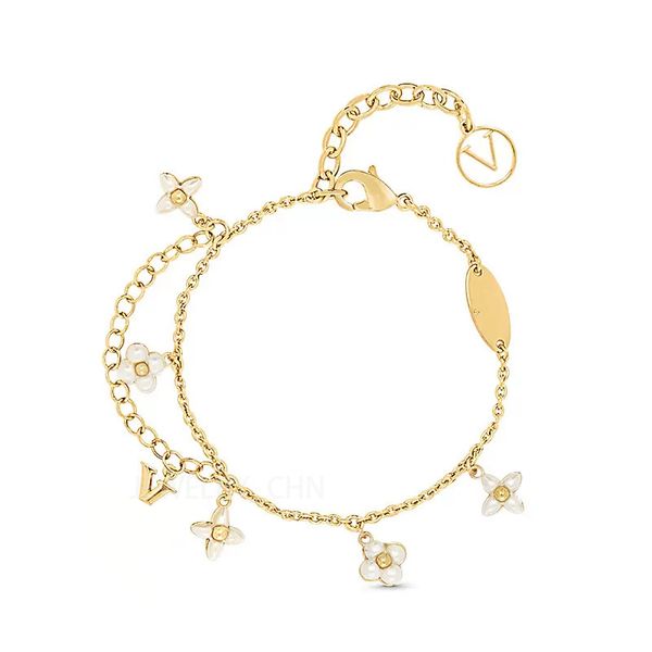 Bracelet de créateur de luxe femmes bijoux lettre plaqué or émail élégant petite fleur charmes bracelets hommes bijoux bracelet manchette cadeau de Saint Valentin tenue quotidienne