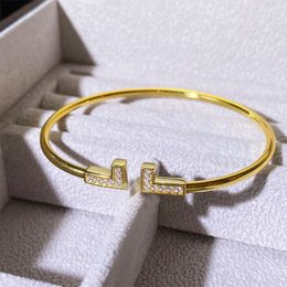 Luxe designer armbanden open luipaard glanzende tversie klassieke letter armbanden mode vierkant diamanten hoogwaardige armbanden fijn geschenk sieraden