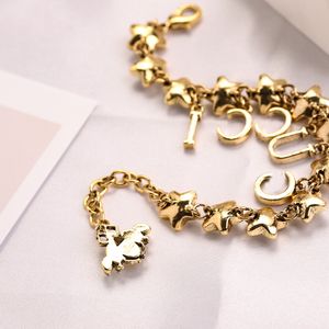 Luxury Designer Brand Letter Bracelets Link Chain Elegant Fashion Women's Letters Tassels Pendant Star Crystal Bracelet Chain Steel Seal Jewelry Accessories Gifts