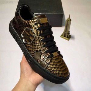 Marque de concepteur de luxe Plein Mens Chaussures Skull Top Pp Walking Walking Leather Cowhide Man Sports Casual Fashion Shoe Sneakers