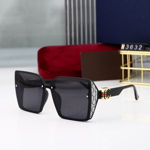 Designer de luxe Marque Rétro surdimensionné carré lunettes de soleil polarisées pour femmes hommes vintage nuances UV400 classique grand cadre en métal lunettes de soleil de haute qualité3632