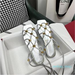 Luxe Designer Merk Romeinse Sandalen Damesschoenen Reparatie Geïmporteerde Echte Lederen Schoenen Fabriek Damesschoenen