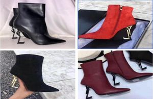 Marques de concepteur de luxe Femmes de combat Femmes Adox Booty Bottes Pikes Talons grosses Boots de la cheville Martin Red-Sole Botties Party Wedding5396323