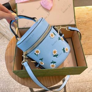Luxe designer bucket Bag Fashion Flower Decoratie Leer met één schouder diagonale tas top