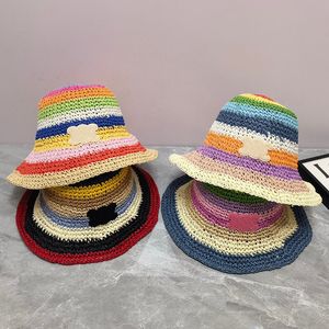 Chapeau de godet de luxe coloré plage paille chapeau de soleil lettre C casquettes tissées à la main voyage chapeau de soleil mode dames larges chapeaux bried