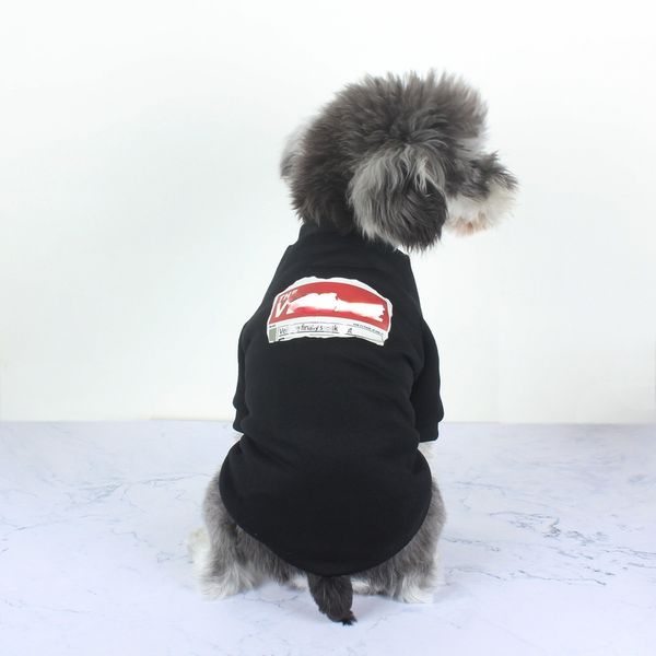 Designer de luxe motif de dessin animé rouge vert rayure vêtements pour chiens de compagnie t-shirt d'été courte section mince coton Teddy chat deux jambes porter pour les vêtements de petits chiens de taille moyenne