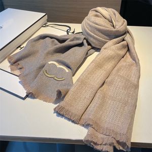 Luxe Designer Kasjmier Sjaal Voor Vrouwen Sjaals Letter Goud Zilver Draad Rand Herfst Winter Warm Gebreide Sjaal Pashmina Lengte 200 Cm