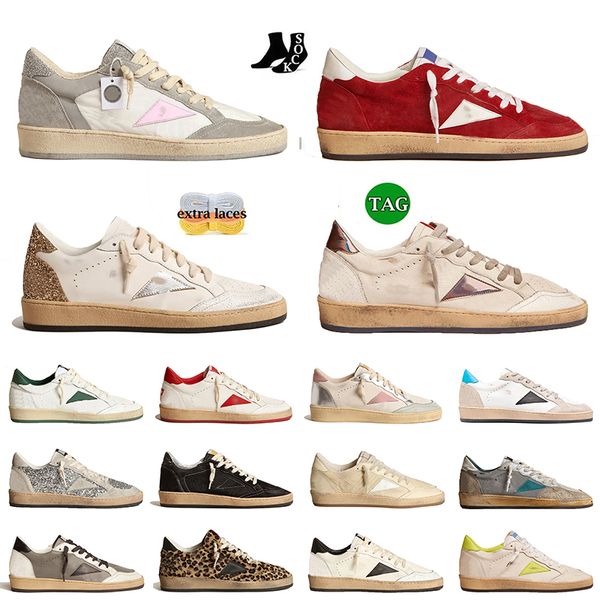 Diseñador de lujo Zapatos casuales Ball Stars Nunca dejes de soñar Vintage Italia Moda Hombres Mujeres Blanco Rosa Cuero Gamuza Plataforma de baloncesto superior Zapatillas de deporte